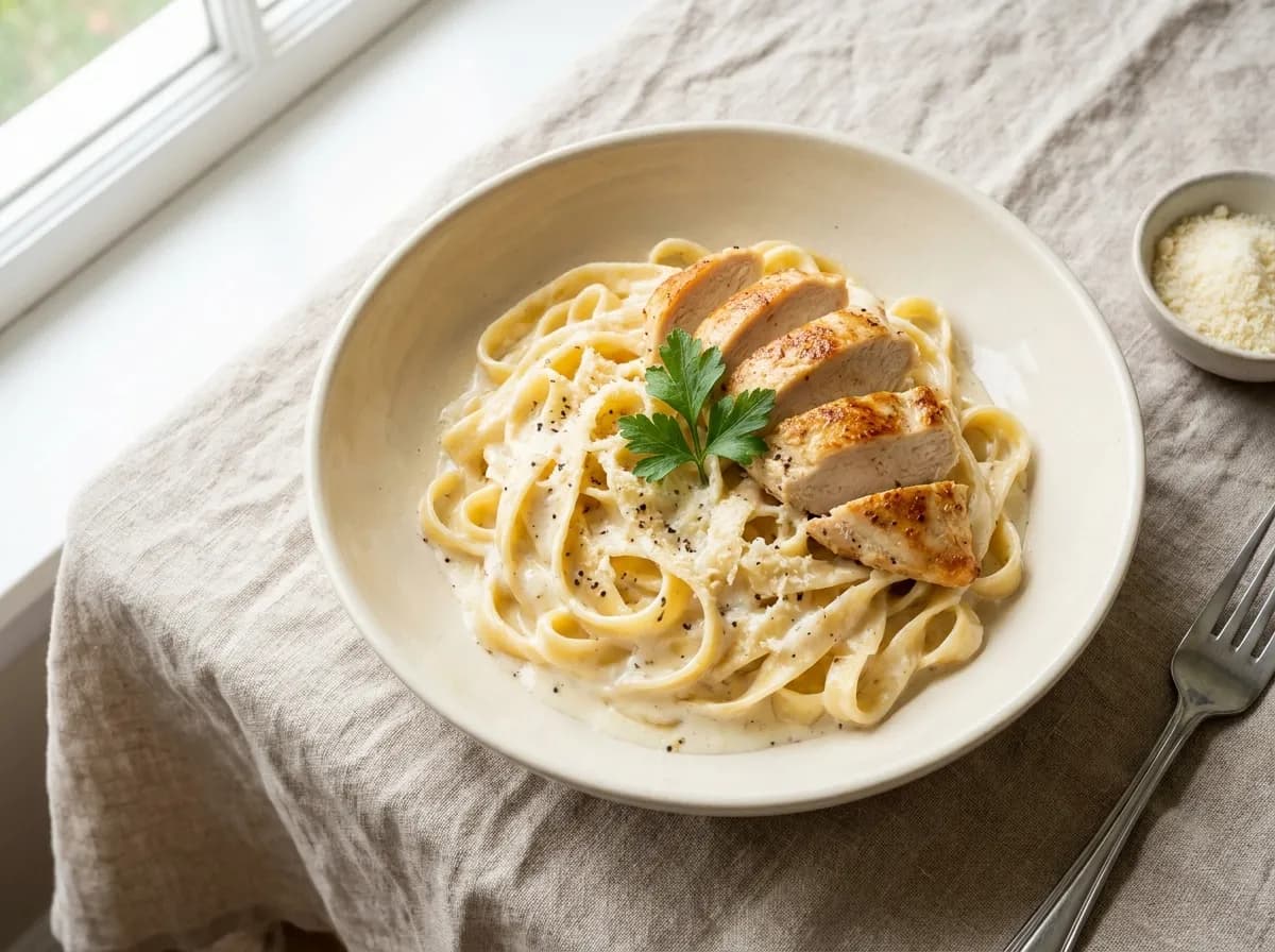 Creamy chicken fettuccine Alfredo